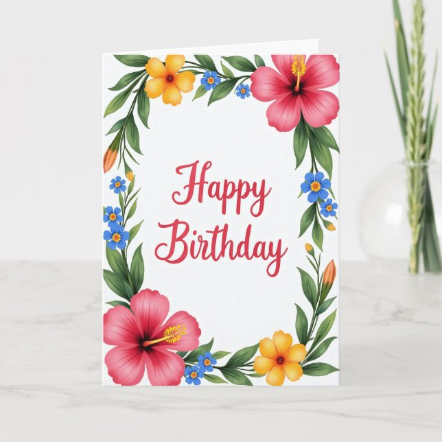 Tropical Bloom Birthday Card (Front)