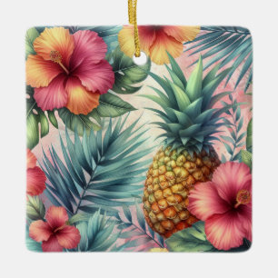 Tropical Bloom Ceramic Ornament
