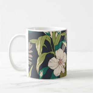 Tropical Bloom: Seamless Flower Pattern Coffee Mug