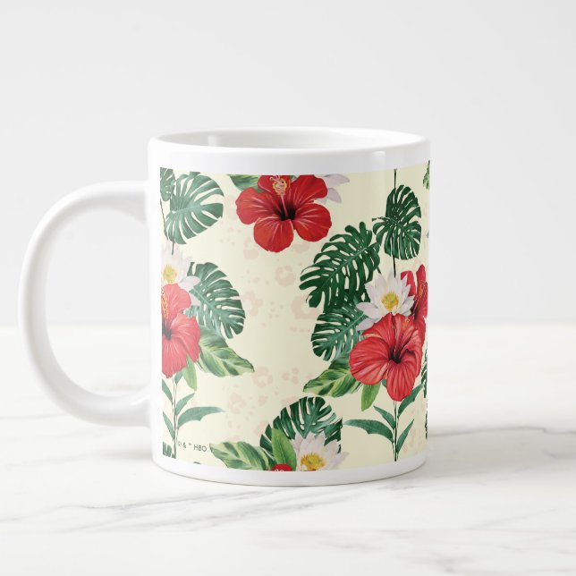 Tropical Blooms of The White Lotus Large Coffee Mug (Left)