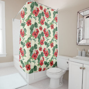 Tropical Blooms of The White Lotus Shower Curtain