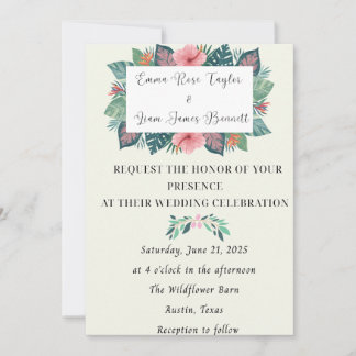 Tropical Blossoms Wedding Invitation