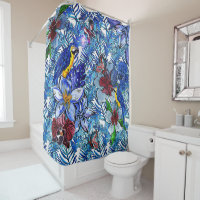 Tropical Blue Aloha Exotic Jungle & Parot Flowers