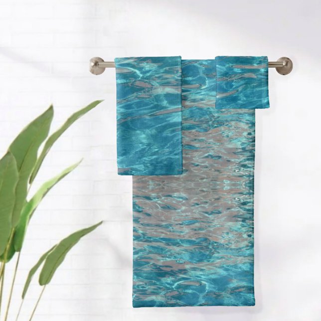 Tropical Blue and Coral Water Bath Towel Set (Creator Uploaded)