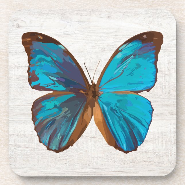 Tropical Blue and Turquoise Gem Coloured Butterfly Coaster (Front)