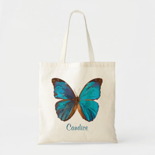 Tropical Blue and Turquoise Gem Coloured Butterfly Tote Bag