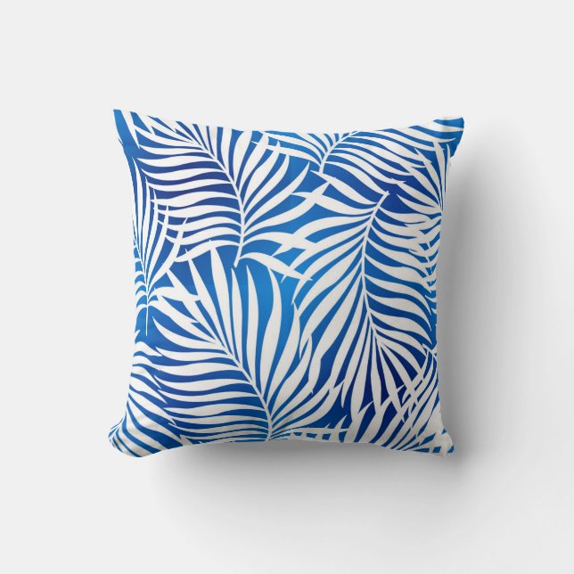 Tropical Blue And White Foliage | Floral Cushion (Front)