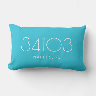 Tropical Blue and White Zip Code Outdoor Lumbar Cushion