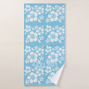 Tropical Blue Beach Flowers Bath Towel
