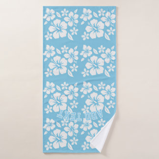 Tropical Blue Beach Flowers Bath Towel