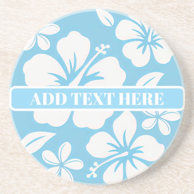 Tropical Blue Beach Flowers Coaster (Front)