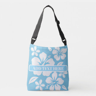 Tropical Blue Beach Flowers Crossbody Bag