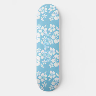 Tropical Blue Beach Flowers Skateboard