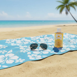 Tropical Blue Beach Flowers Towel
