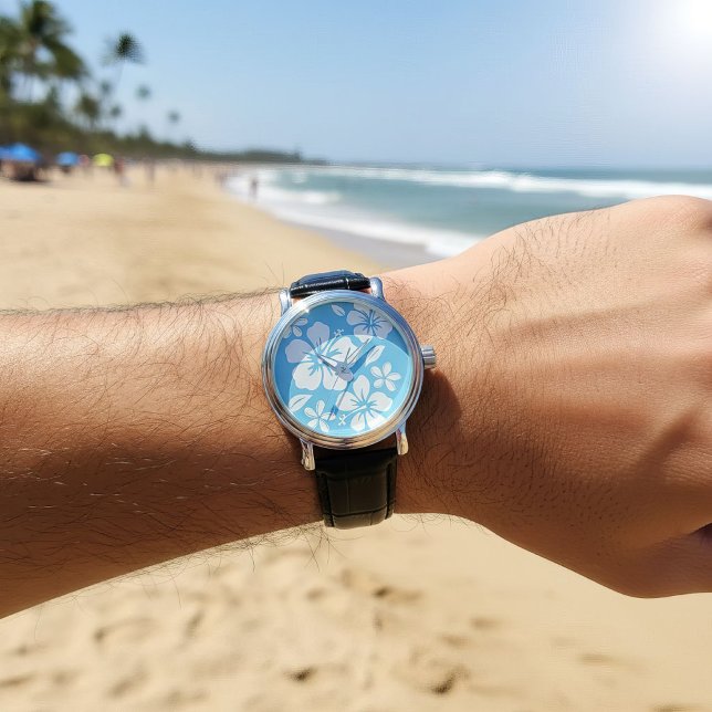 Tropical Blue Beach Flowers Watch (beach watch)