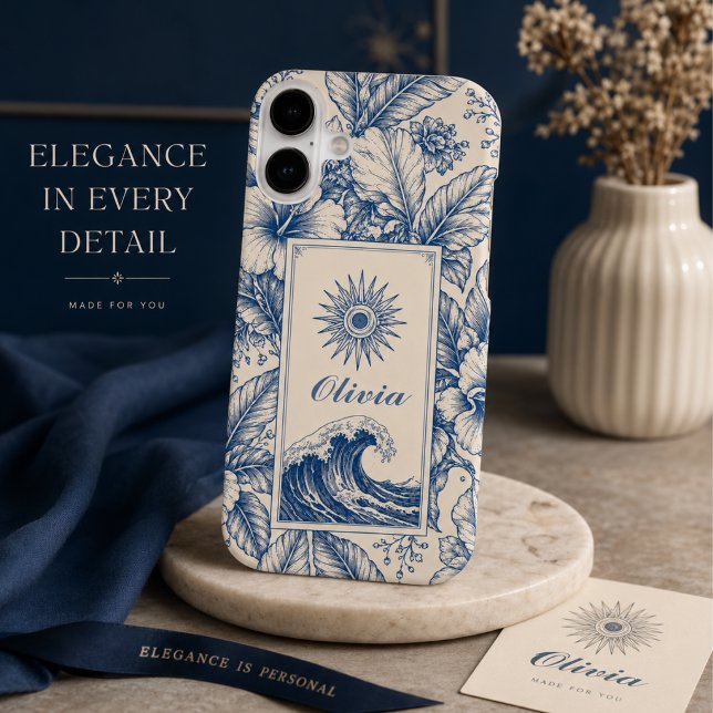 Tropical Blue Botanical Wave Case-Mate iPhone Case (Creator Uploaded)