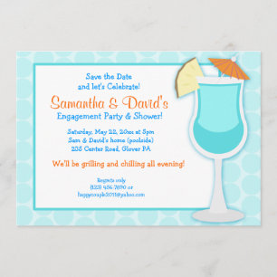 Tropical Blue Drink 5x7 Bridal Shower Invite