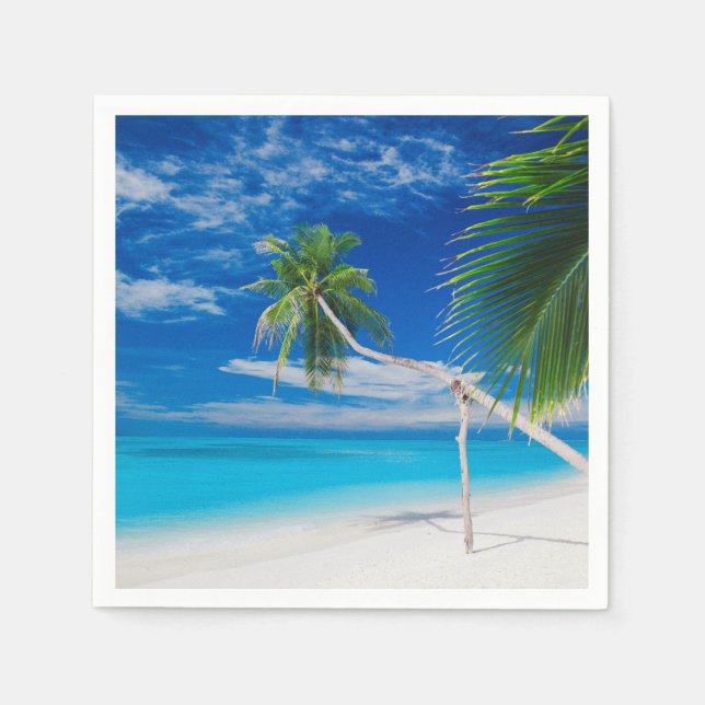 Tropical Blue Exotic Bahamas Beach Palms Napkin (Front)