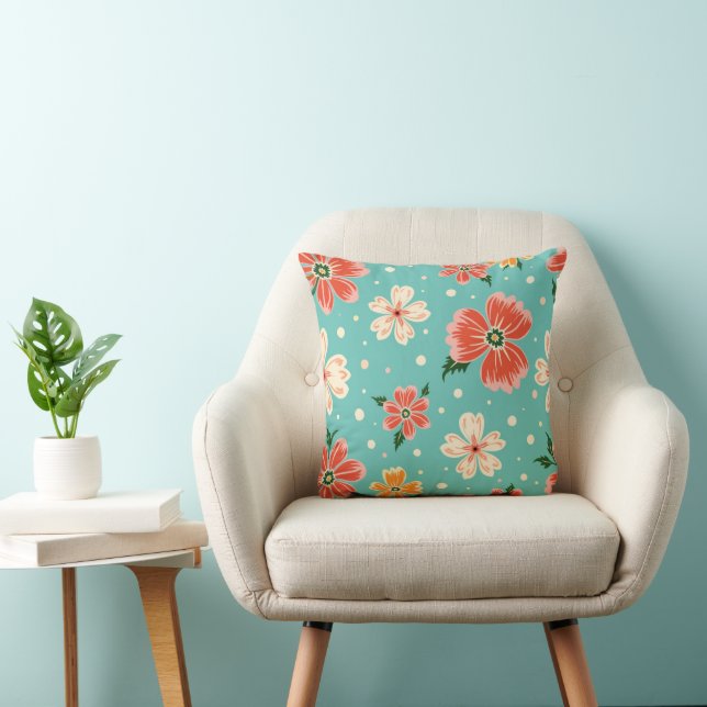 Tropical Blue Floral Cushion (Chair)
