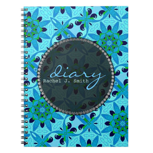 Tropical Blue Geoflora Diary Notebook (Front)