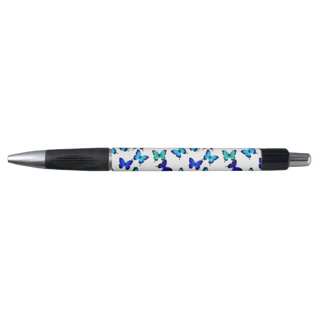 Tropical Blue Green Butterflies Pen (Front)