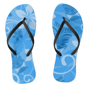 Tropical Blue Hawaiian Tiki Masks Thongs