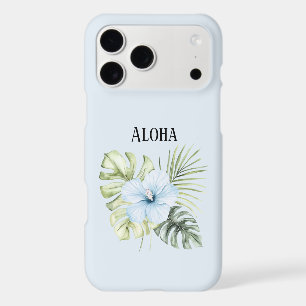 Tropical Blue Hibiscus Flower Leaves Aloha