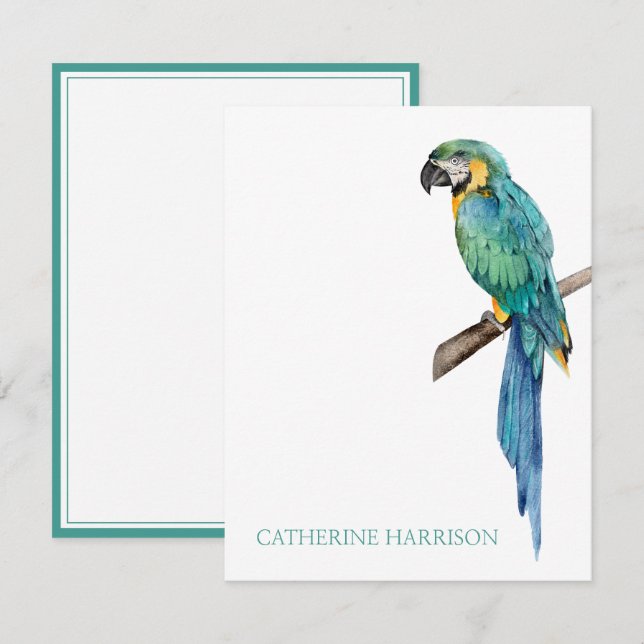 Tropical Blue Macaw Personalised Card (Front/Back)