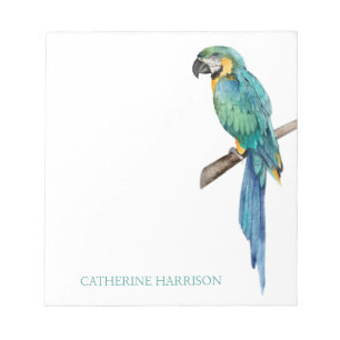 Tropical Blue Macaw Personalised Notepad