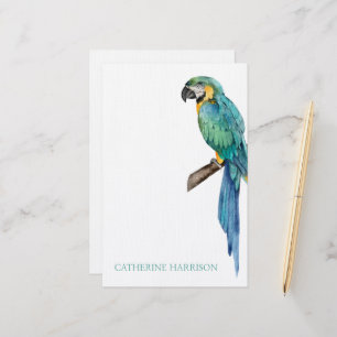 Tropical Blue Macaw Personalised Stationery