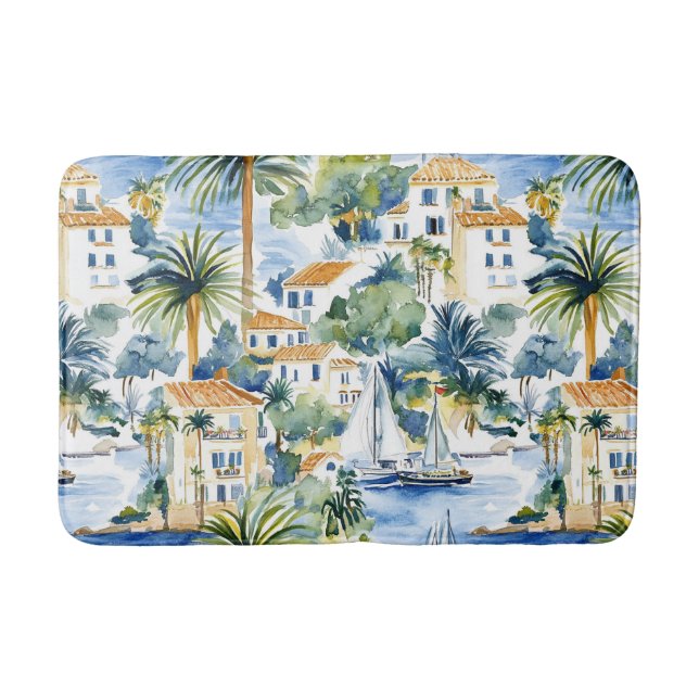 Tropical Blue Mediterranean   Bath Mat (Front)