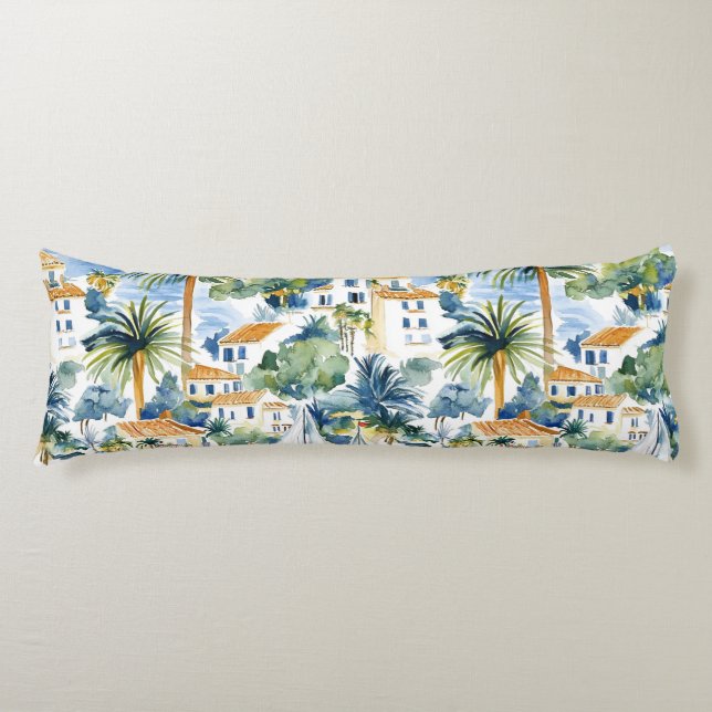 Tropical Blue Mediterranean   Body Cushion (Front)