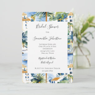 Tropical Blue Mediterranean Bridal Shower Invitation