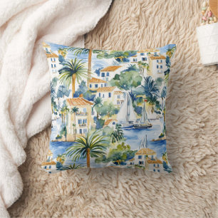 Tropical Blue Mediterranean   Cushion