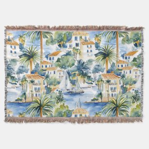 Tropical Blue Mediterranean Throw Blanket