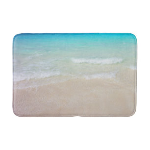 Tropical Blue Ocean and Beach Sand Bath Mat