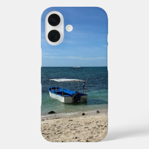 Tropical Blue Ocean Beach & Boat: Summer Vibe iPhone 16 Case