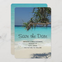 Tropical Blue Ocean Beach Scene Photo Birthday