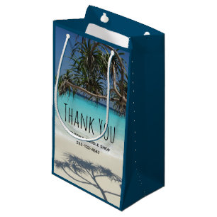 Tropical Blue Ocean Beach Scene Photo Thank You Small Gift Bag