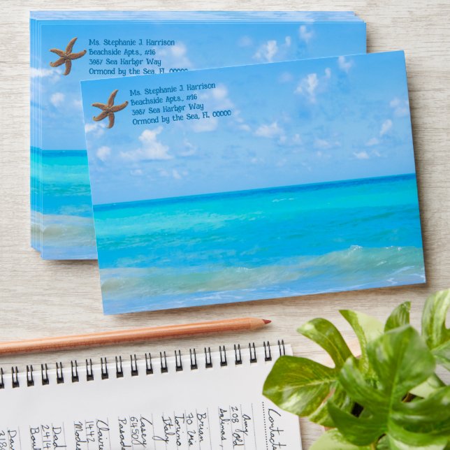 Tropical Blue Ocean Return Address Envelope (Stacked)