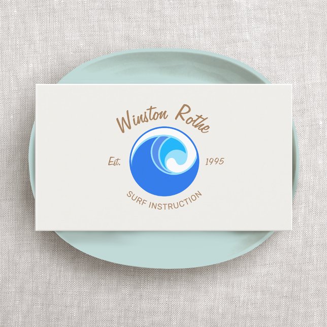 Tropical Blue Ocean Wave Logo Business Card (Creator Uploaded)