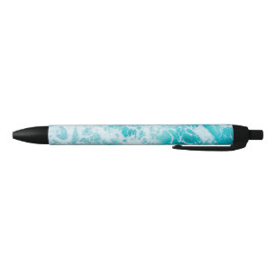 Tropical Blue Ocean Waves Black Ink Pen