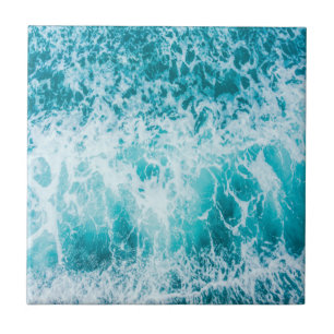 Tropical Blue Ocean Waves Ceramic Tile
