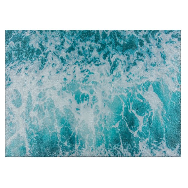 Tropical Blue Ocean Waves Cutting Board (Front)