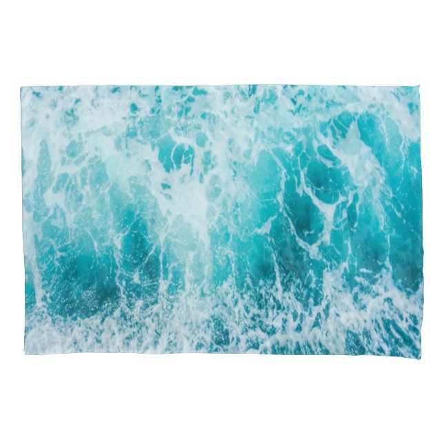 Tropical Blue Ocean Waves Pillowcase (Front)
