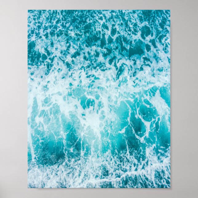Tropical Blue Ocean Waves Poster (Front)