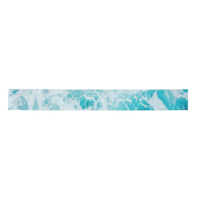 Tropical Blue Ocean Waves Satin Ribbon (Front)