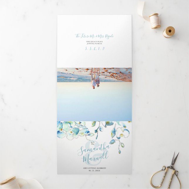 Tropical Blue Orchid Trifold Bridal Shower (Outside)