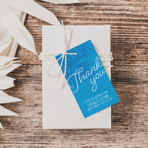 Tropical Blue Palm Leaf Thank You Favour Gift Tags