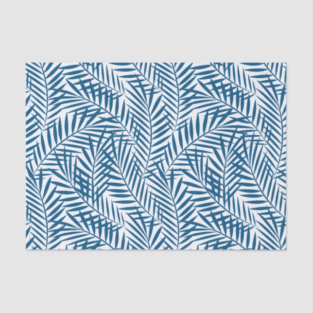 Tropical blue palm leaf tissue paper (Front)